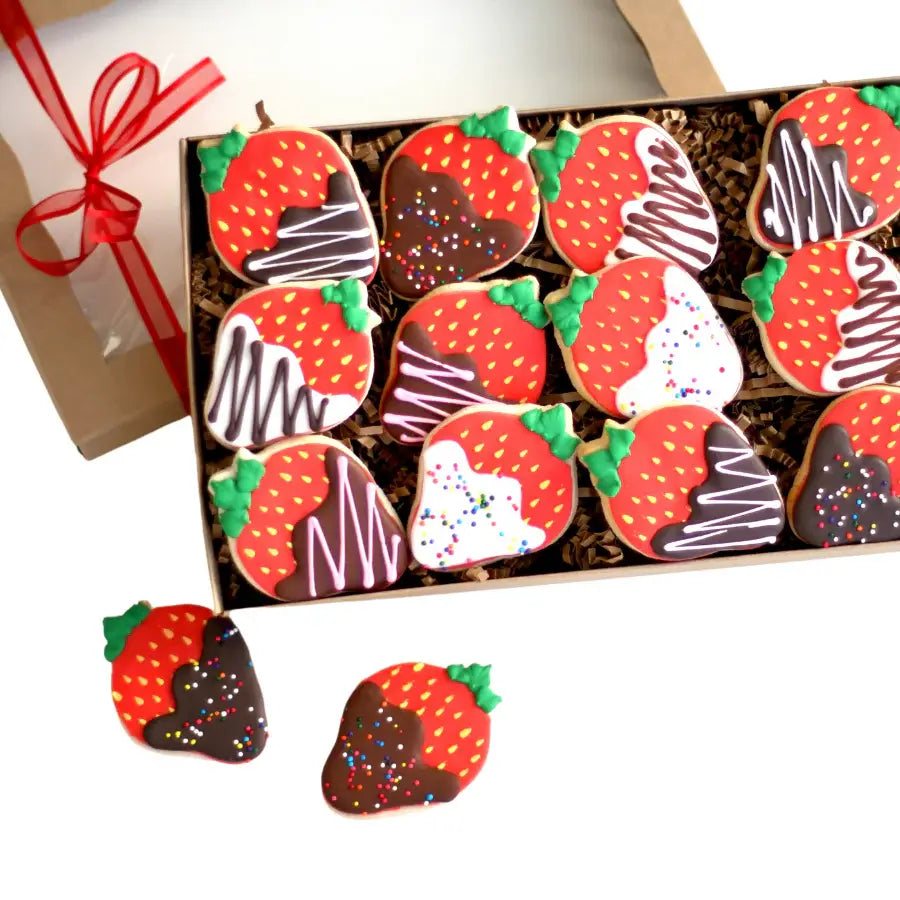 6 Ct. Chocolate Covered Strawberry COOKIES Gift Box Set
