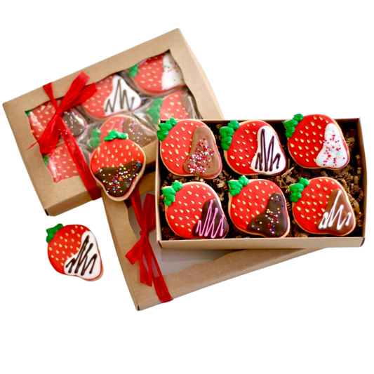 6 Ct. Chocolate Covered Strawberry COOKIES Gift Box Set