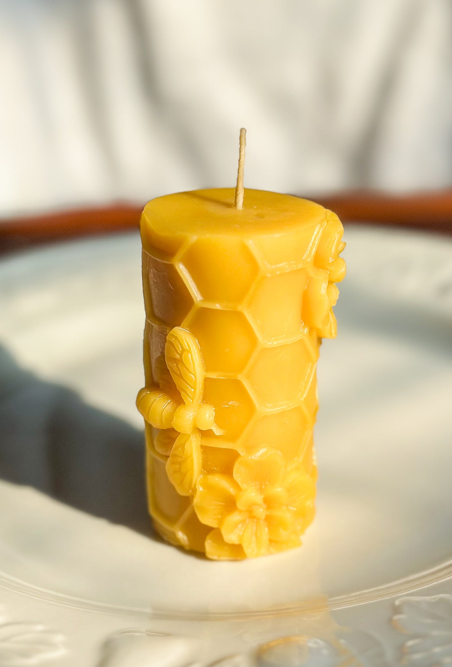 Beeswax Bit-o-Honeycomb Pillar Candle