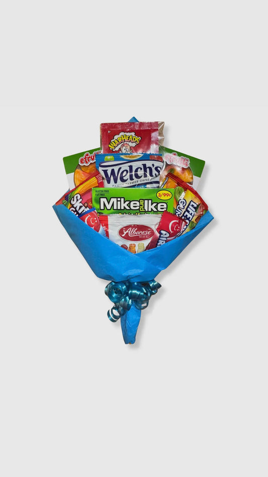 Mini Gummy Candy Bouquet (Blue or Purple Wrap)