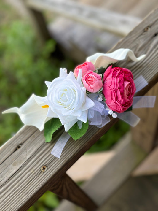 Faux Real-Touch Floral Pin Corsage - PIN on