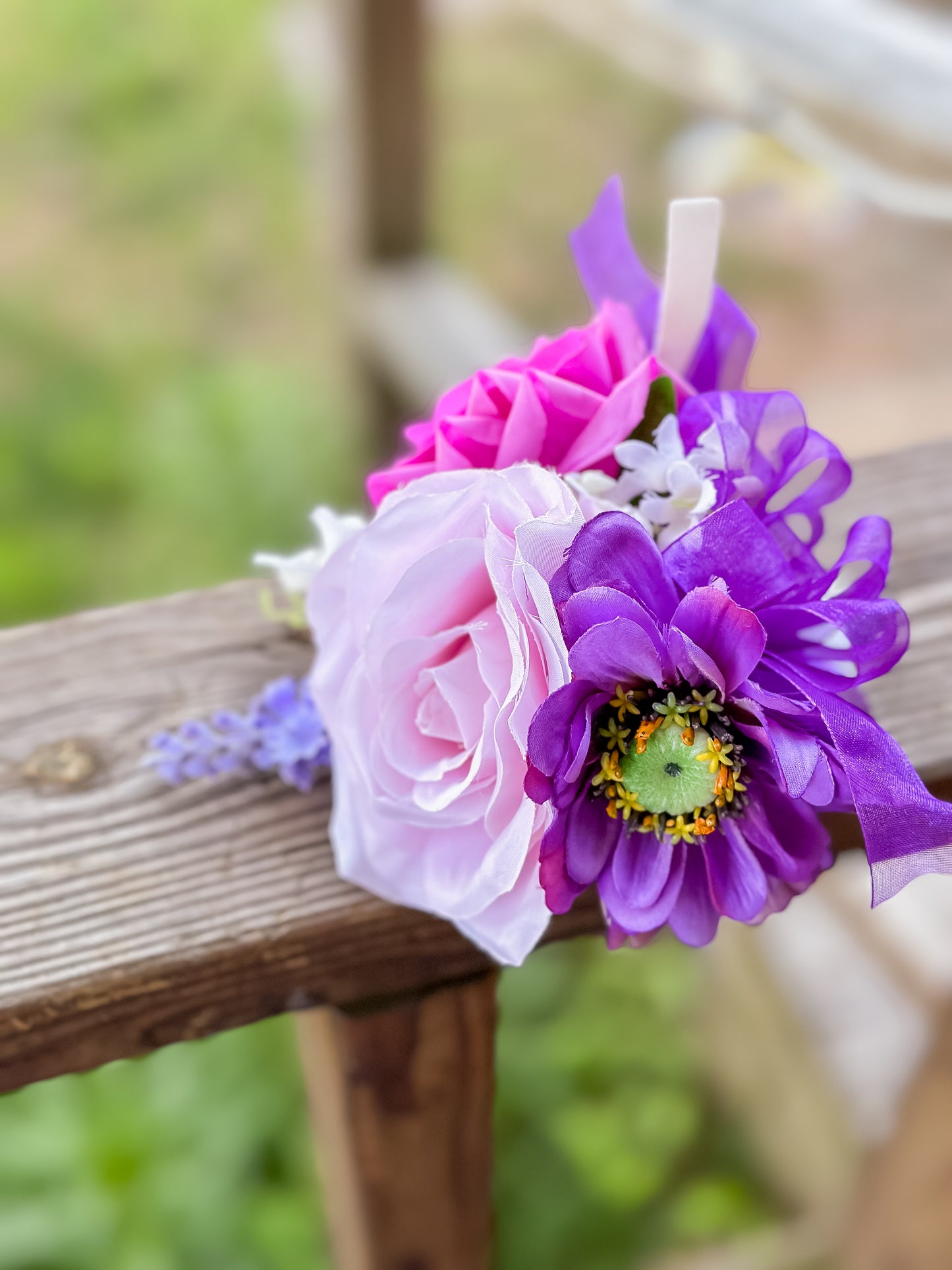 Faux Real-Touch Floral Wrist Corsage - Slap Bracelet