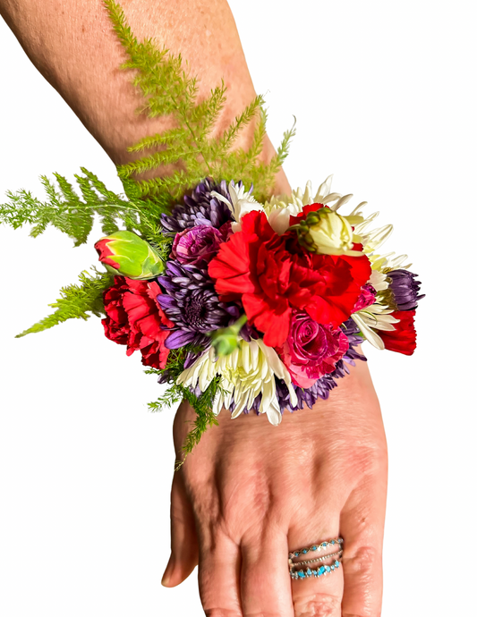 Live Floral Wrist Corsage - Slap Bracelet