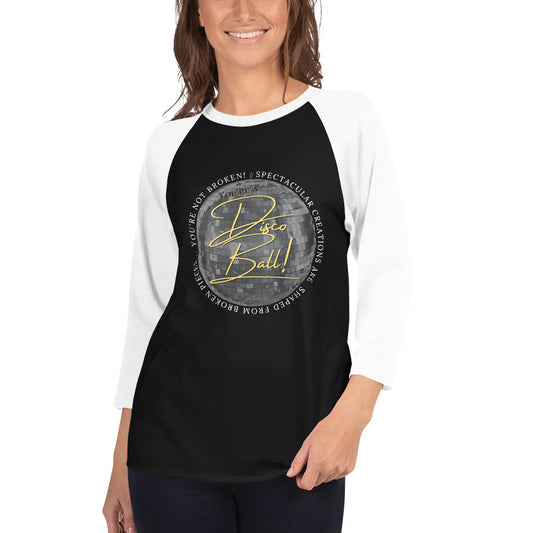 Disco Ball 3/4 Sleeve Raglan Unisex T-shirt