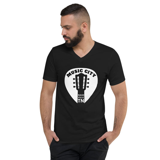 Music City Guitar Unisex B+C V-Neck T-Shirt