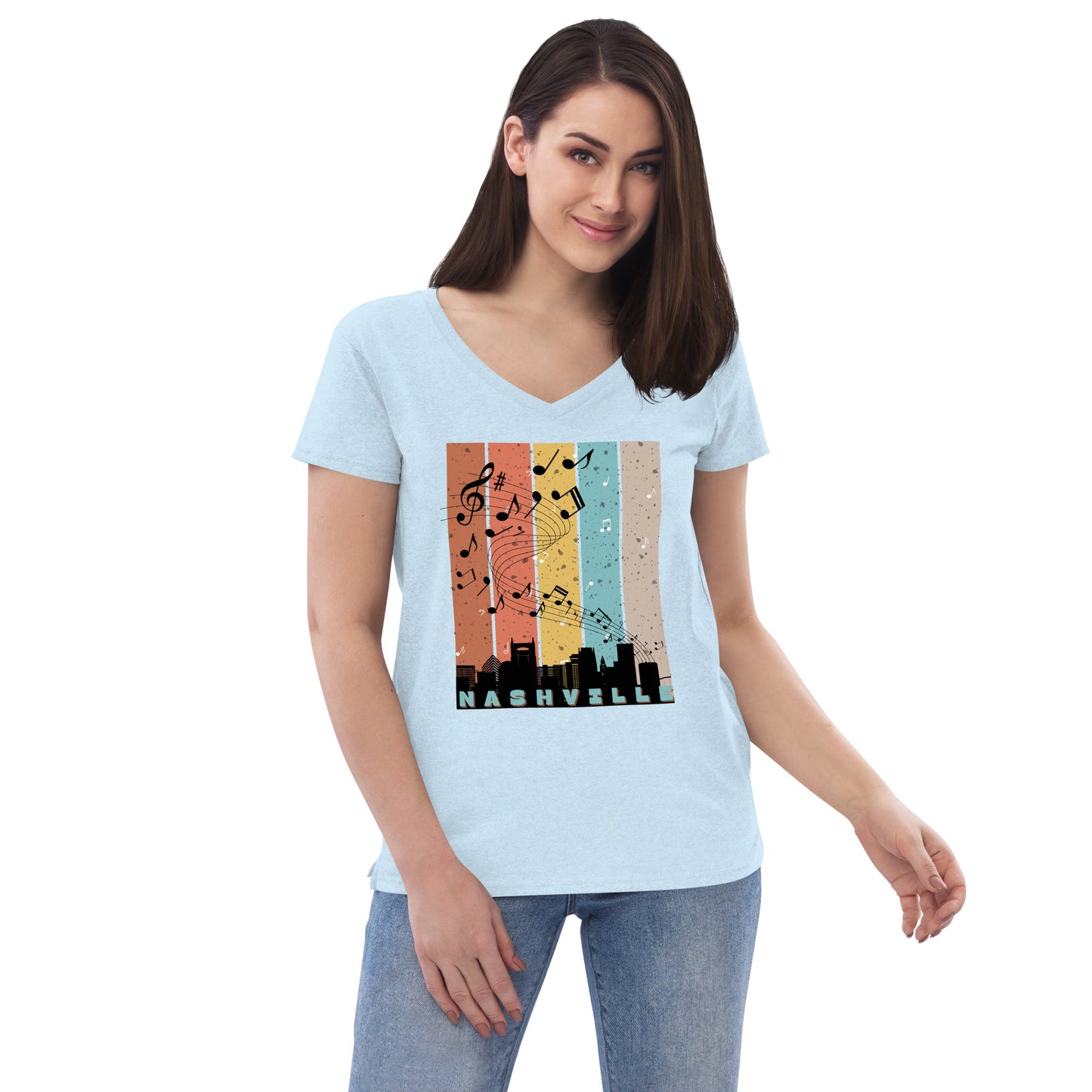 Nashville Music City Women’s recycled v-neck t-shirt