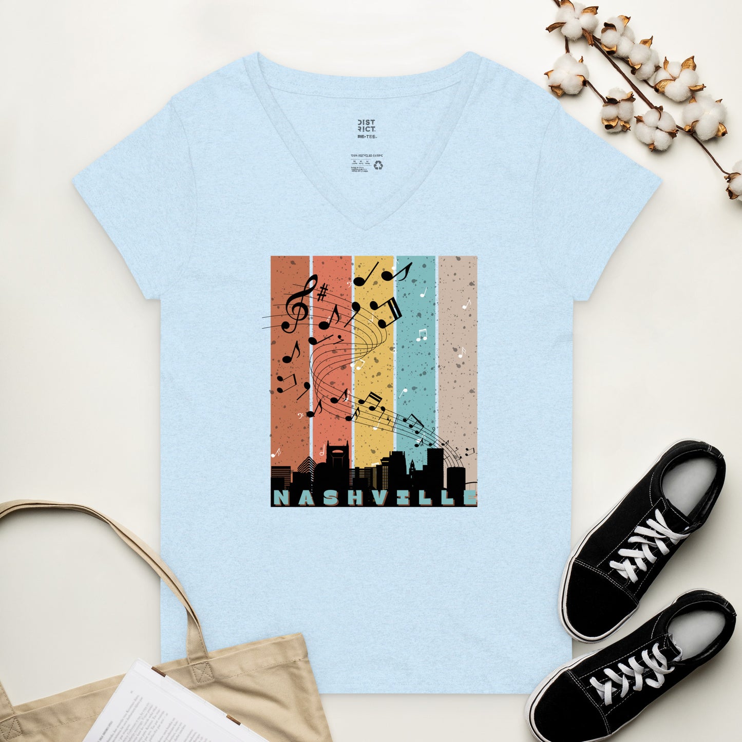 Nashville Music City Women’s recycled v-neck t-shirt