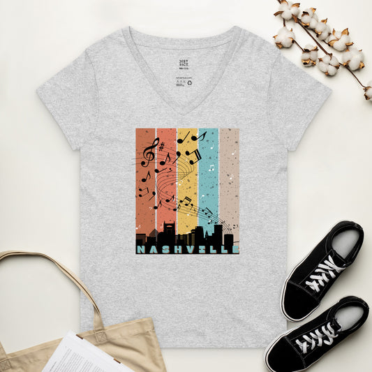 Nashville Music City Women’s recycled v-neck t-shirt